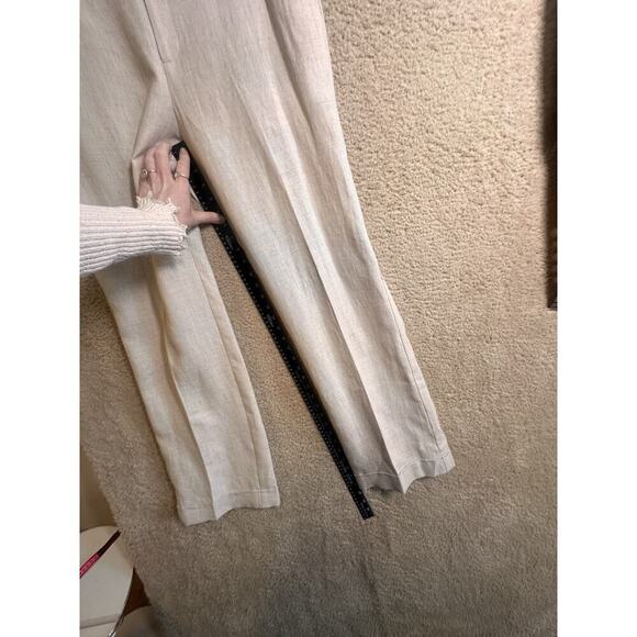 Liz Claiborne Audra Sz 12 Beige 100% Linen Cuffed Trouser Pants Beach Career NWT - Picture 15 of 16